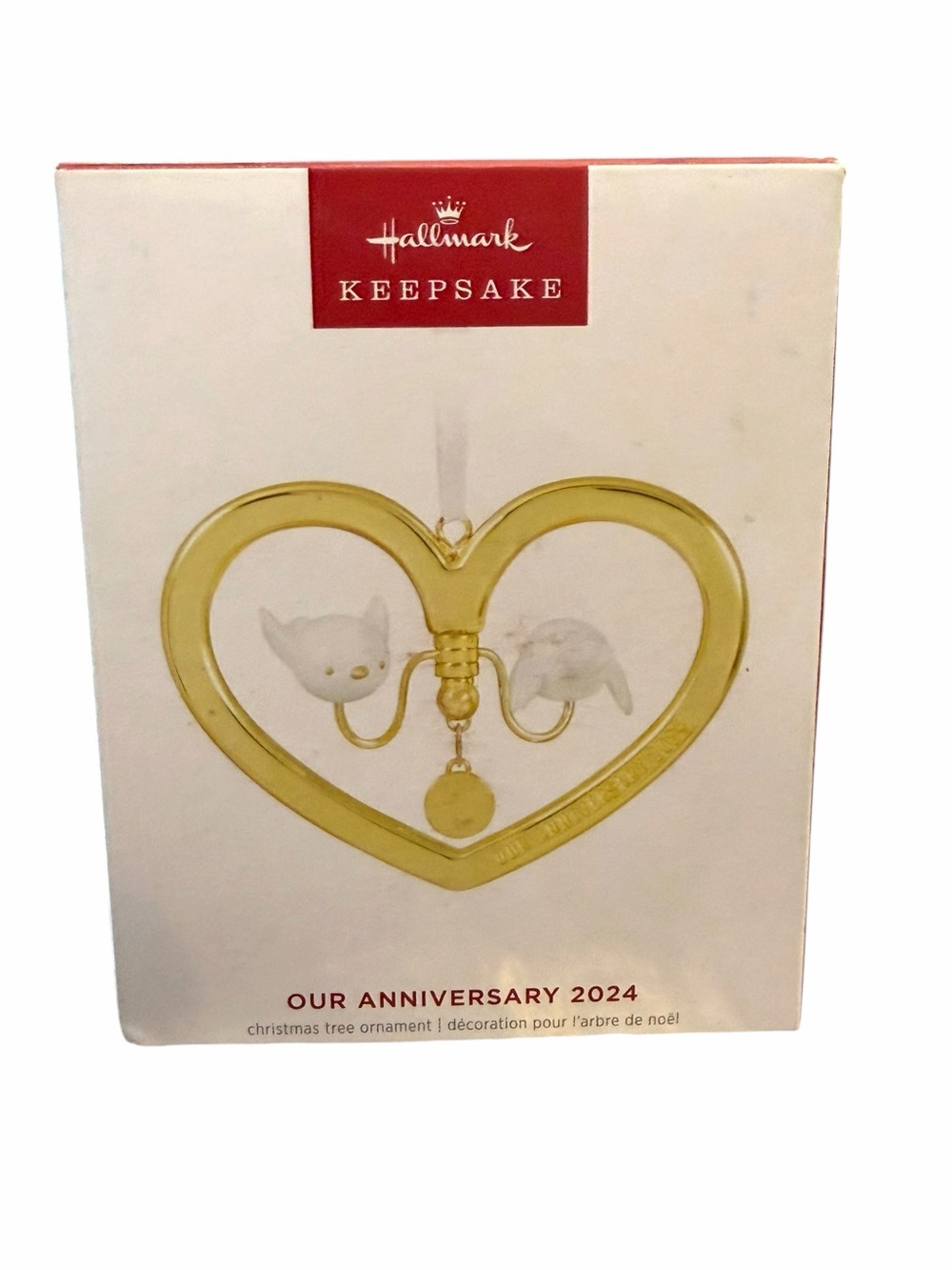 Hallmark Keepsake Ornament 2024 Metal Our Anniversary 2024 With Charms NIB Gold